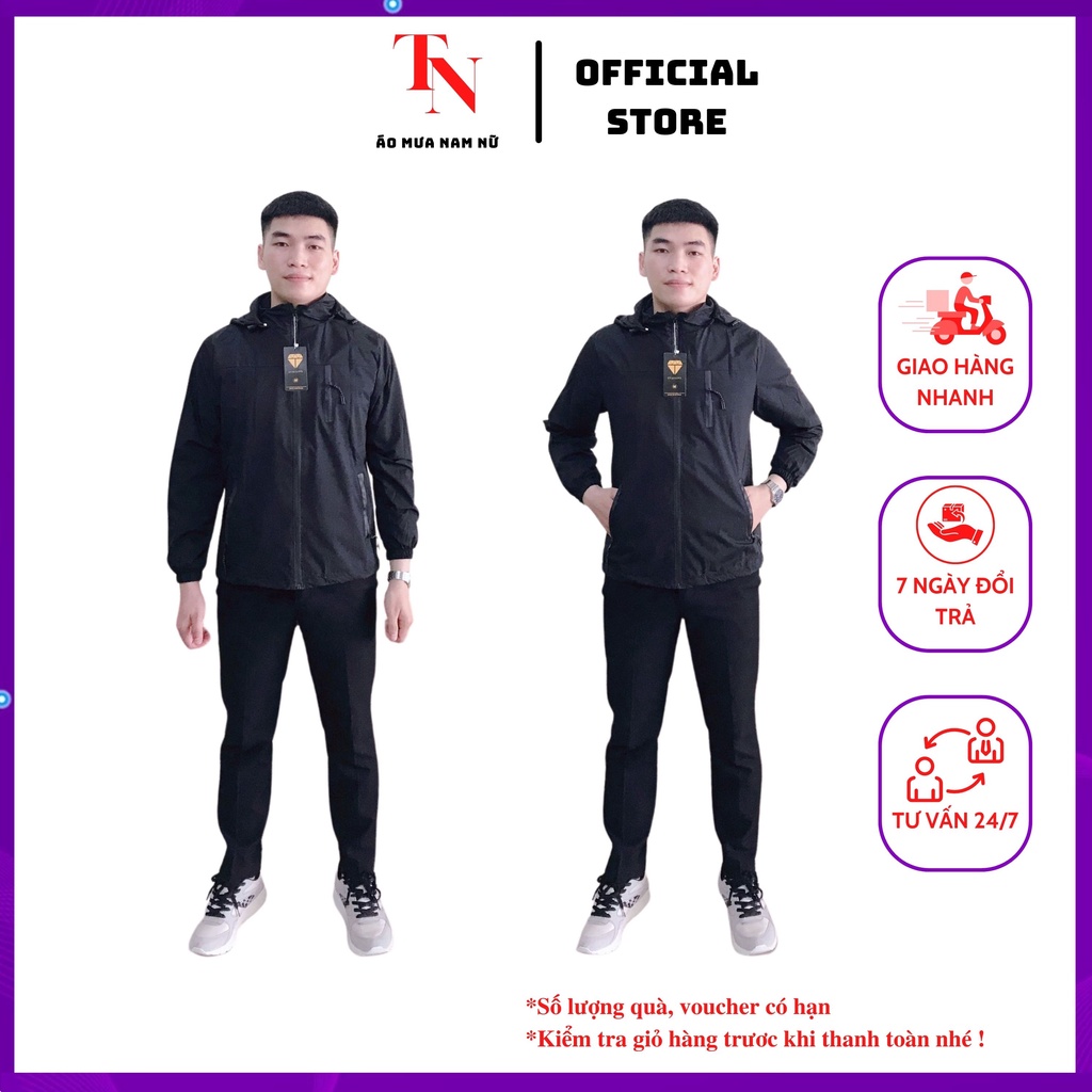 Áo khoác nam nữ cao cấp, áo khoác gió hai lớp chống nước, vải gió tráng bạc ngăn tia UV - Tình Ngọc Store