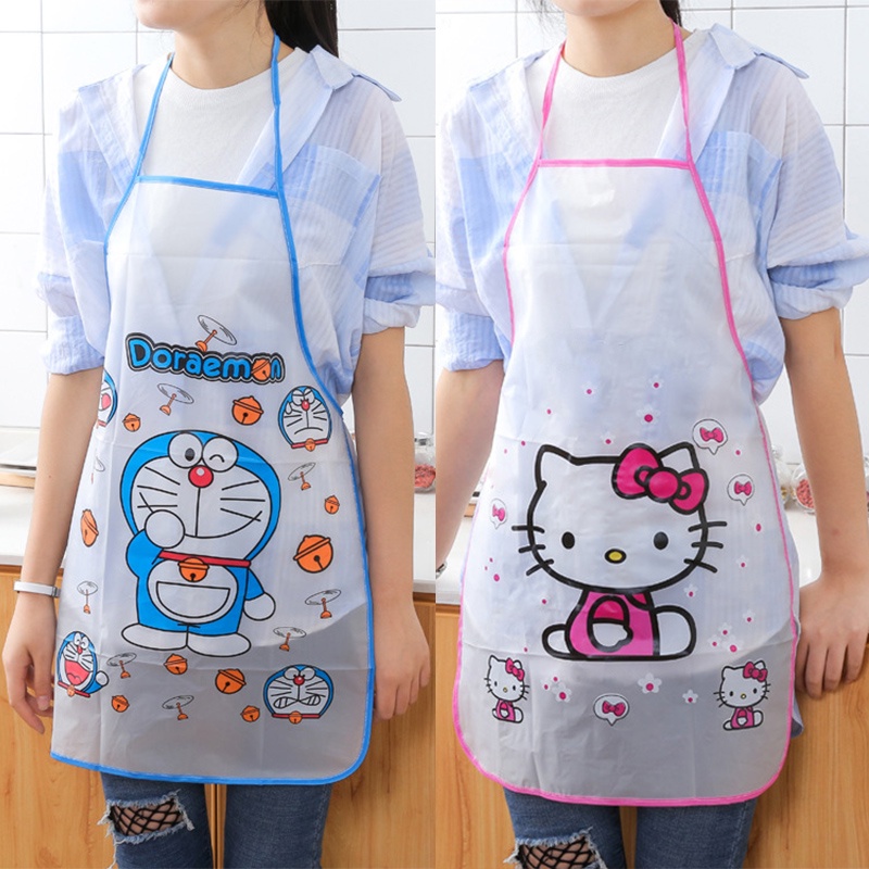 Tạp Dề Pvc Chống Thấm Dầu Mỡ Hình Hello Kitty Doraemon