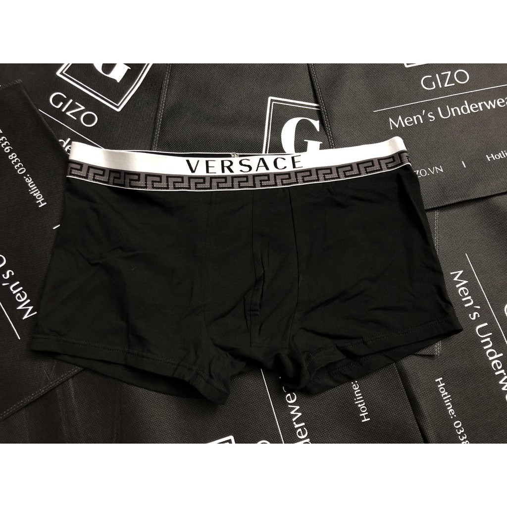 Quần lót nam boxer, quần sịp đùi nam cotton viền họa tiết VER01A