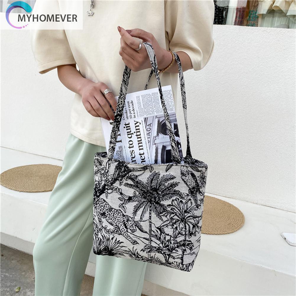 myhomever Vintage Women Printing Shoulder Shopping Bag Casual Ladies Large Handbags