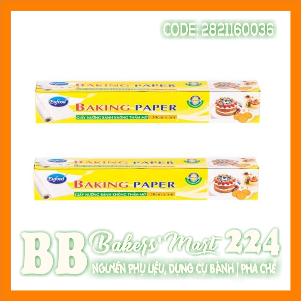 COMBO 2 CUỘN (VÀNG) - Giấy nến nướng bánh EUFOODS Baking Paper VÀNG - 30cmx5m