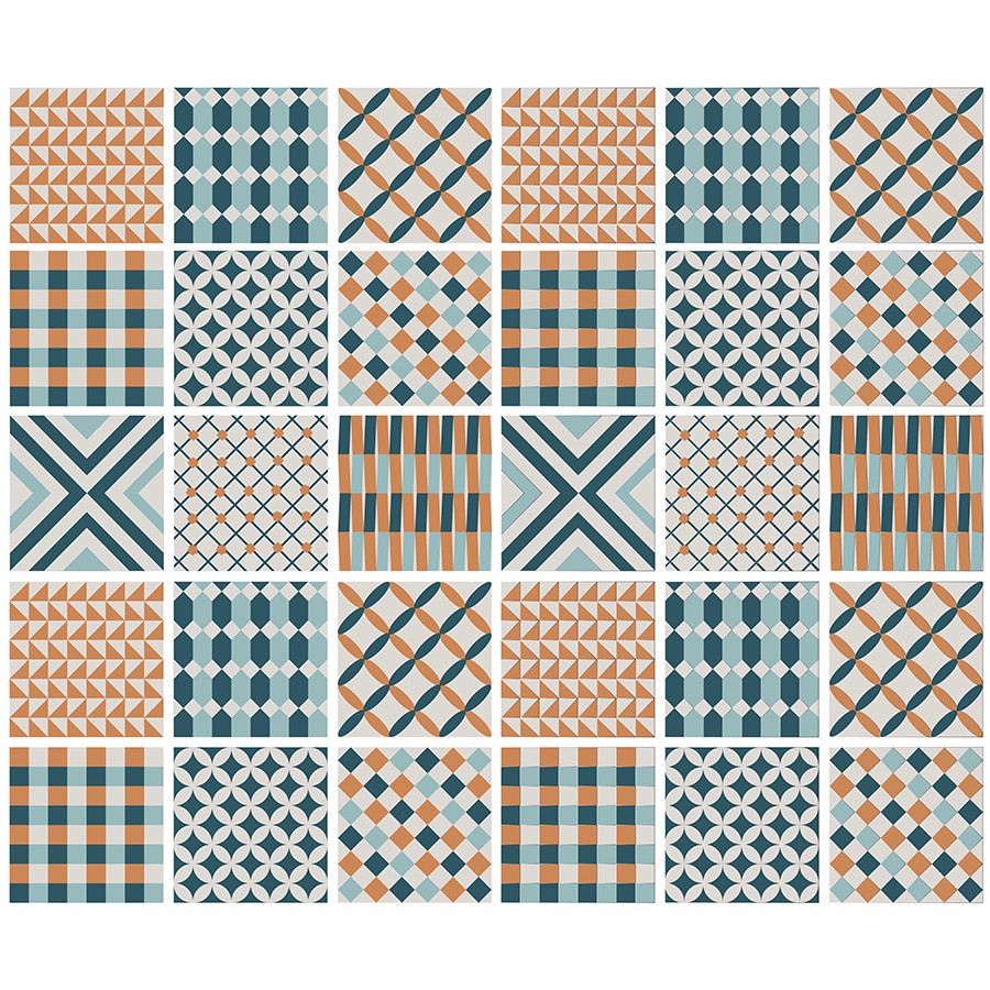 Decal Gạch Bông H51 - Set 30 ô 20x20cm - Decal Dán tường Trang trí - Viet Decor