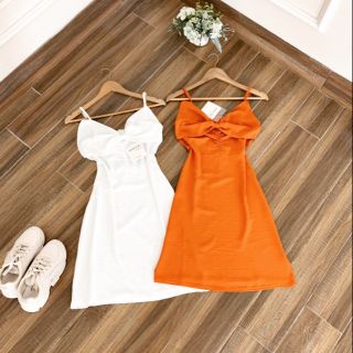 Váy 2 dây nơ ngực hàng QC cao cấp