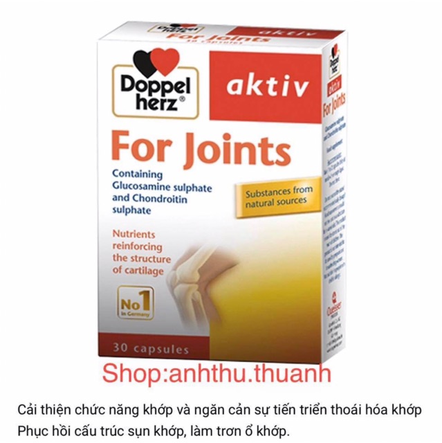 Hỗ trợ xương khớp Aktiv For Joints bổ sung glucosamin - Chính hãng Doppelherz Aktiv từ Đức
