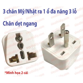 Phích chuyển ổ Mỹ/Nhật 3 chân 2 chân dẹt ngang ra đa năng