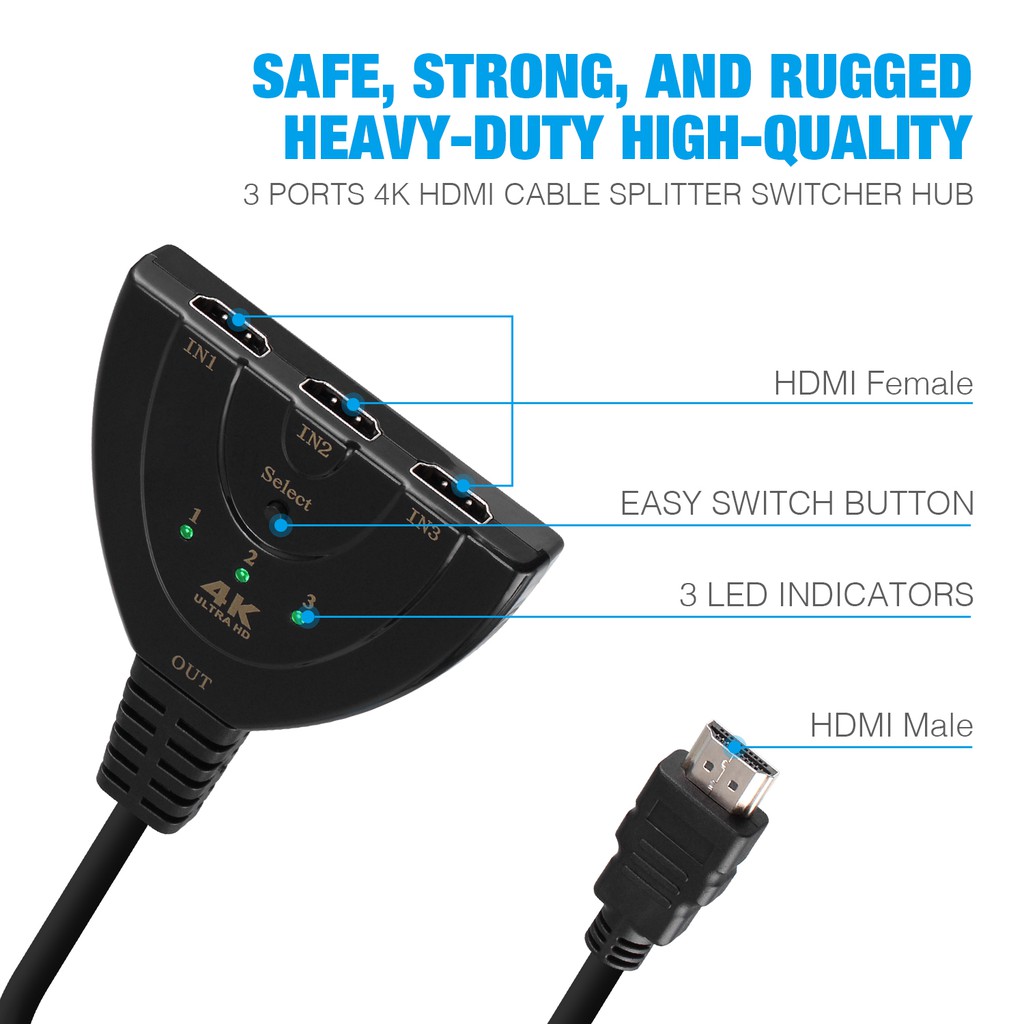 Bộ Chia 3 Cổng Hdmi 4k Ultra Hd 3 Cổng Cho Hdtv / Pc | BigBuy360 - bigbuy360.vn