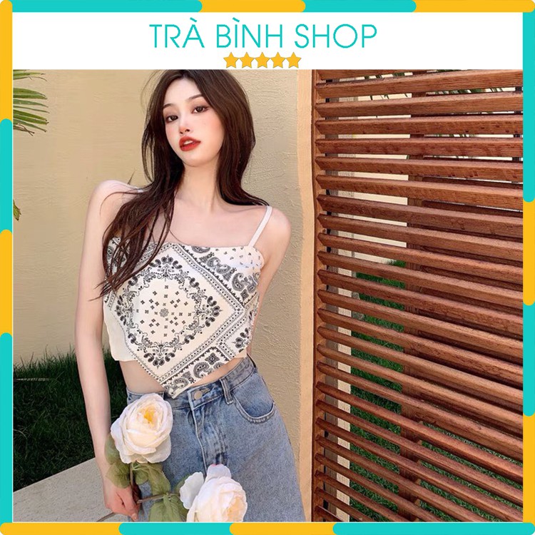 Áo Croptop Hai Dây Khăn Yếm Banda Áo Quây Họa Tiết Thổ Cẩm Xinh Xắn Hàng VNXK | BigBuy360 - bigbuy360.vn