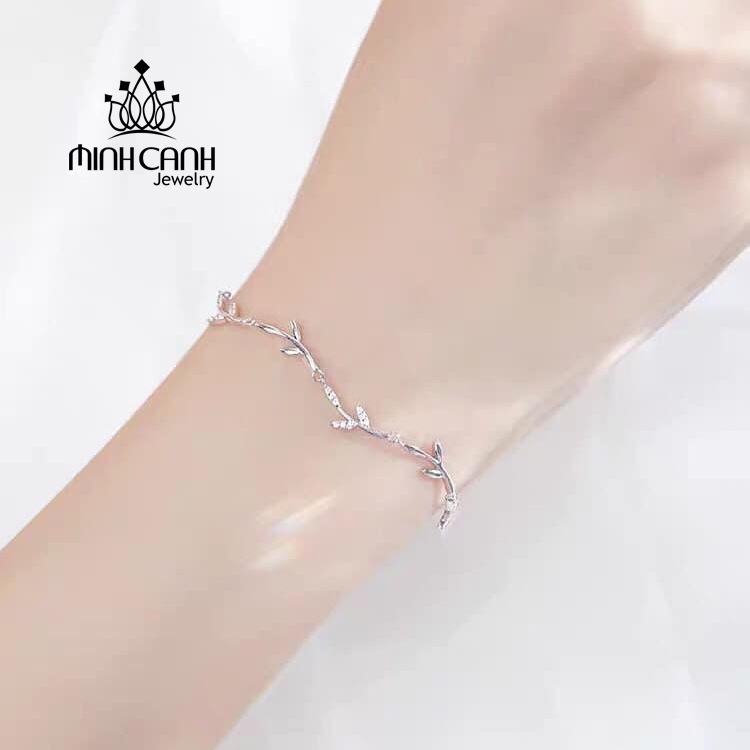 Lắc Bạc Họa Tiết Lá Dây Mảnh Minh Canh Jewelry