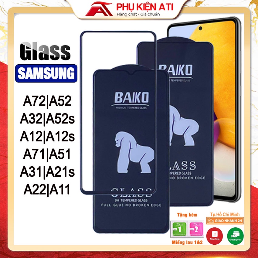 Kính cường lực Baiko Samsung A72 A52 A32 A52s A12 A52s A71 A51 A31 A21s A22 A11 Cao cấp Siêu bền Full màn - Phụ kiện ATI