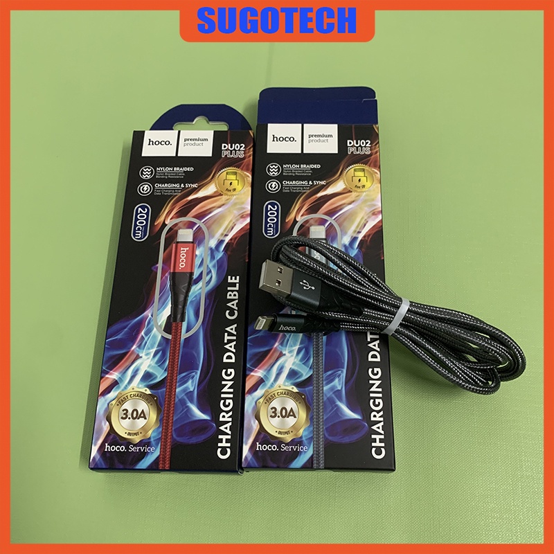 Cáp sạc nhanh IPHoco DU02 Plus dài 2m sạc nhanh 3.0A bọc dù chống đứt gãy gập USB to