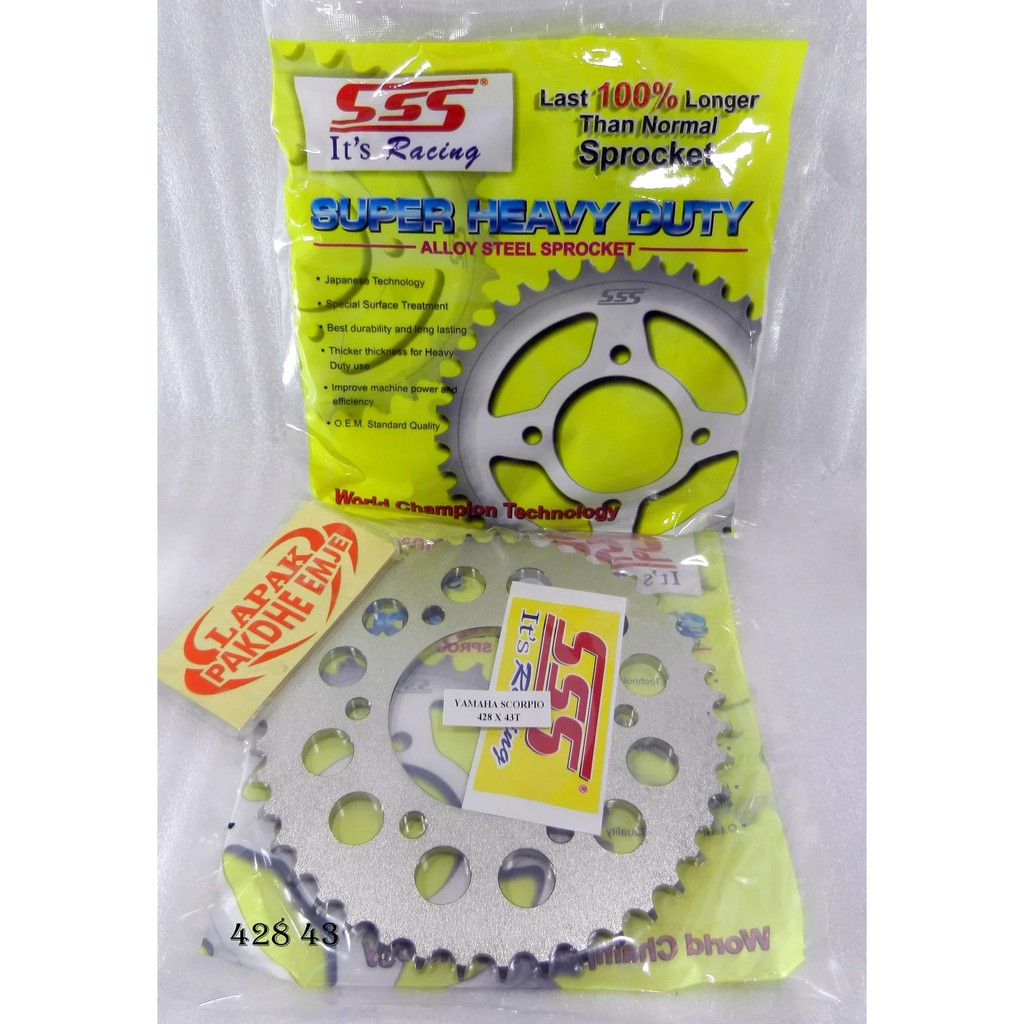 Bánh Răng Phía Sau Thay Thế Cho Xe Ger SSS 428 43 VIXION SCORPIO BYSON R15 JUPITER MX KING XABRE
