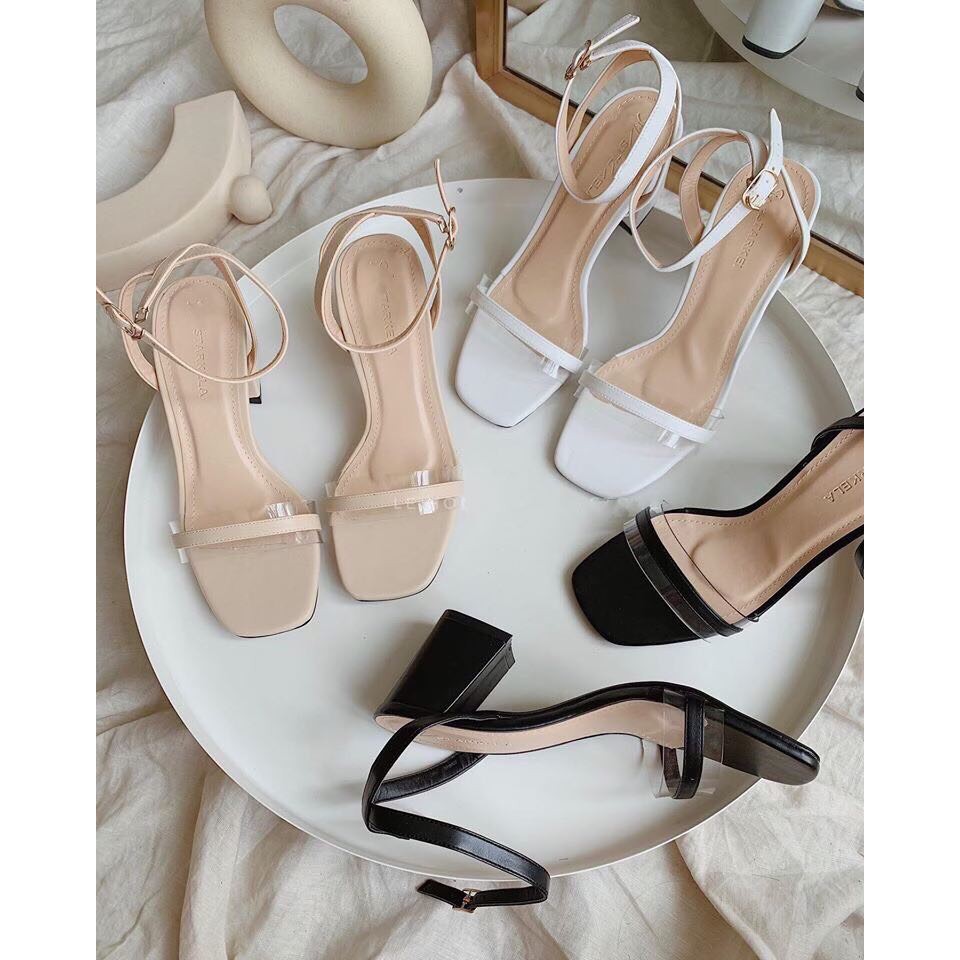 Sandal cao gót nữ quai phối mica siêu rẻ 6p mới nhất - s69