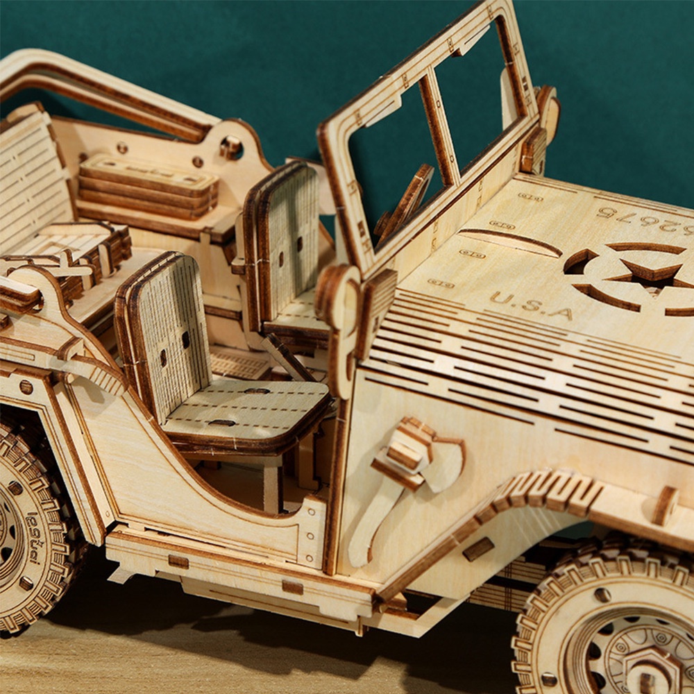 Đồ chơi gỗ lắp ráp 3D mô hình xe Jeep cắt laser Birkeetoys