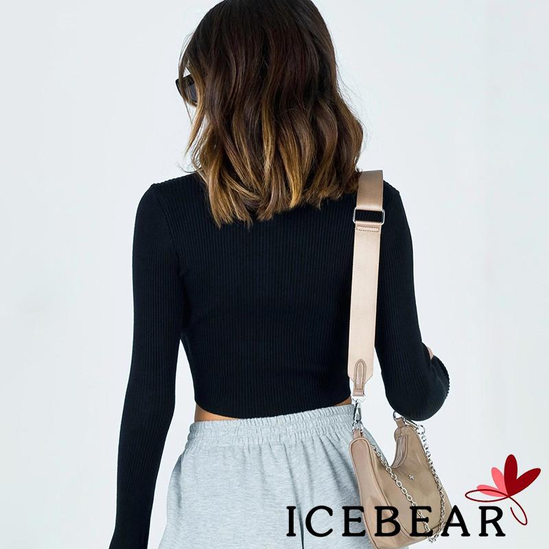 Áo body croptop tay dài cổ khóa kéo tôn dáng cho nữ