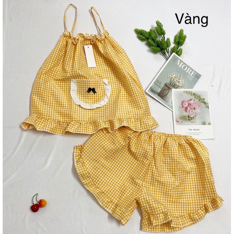 Đồ bộ mặc nhà freesize từ 40-45kg , đồ bộ cho nữ, cho bé gái lớn vải mềm - B01