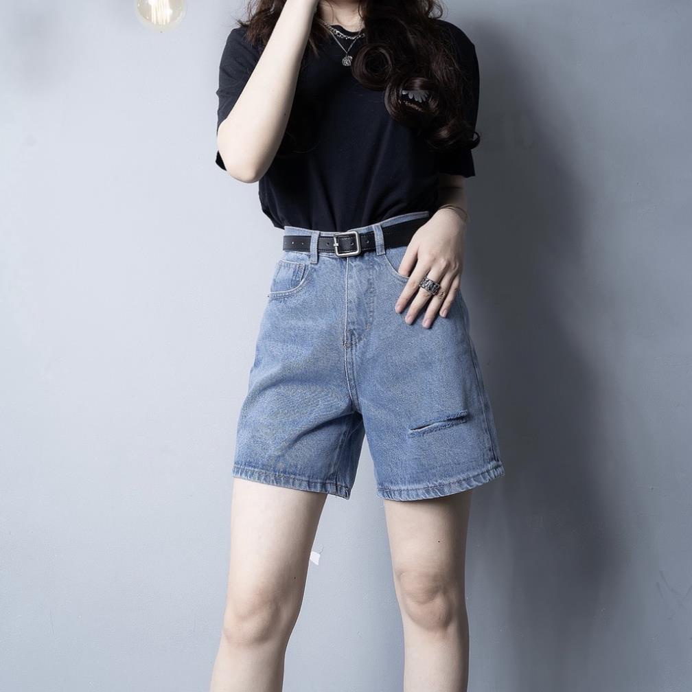 Quần Sọt Ngố Lửng Ống Rộng Nữ Chất Bò Lưng Cao ULZZANG *