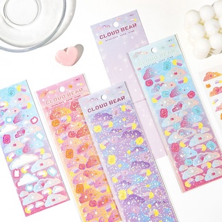 Sticker hình đám mây màu sắc đáng yêu rực rỡ trang trí sổ tay
