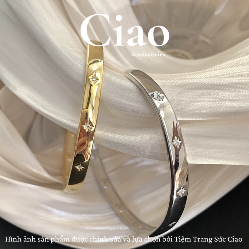 [HOT ITEMS] Vòng tay/ Lắc tay mạ bạc S925 thiết kế hoạ tiết sao đính đá phong cách La Vela Ciao