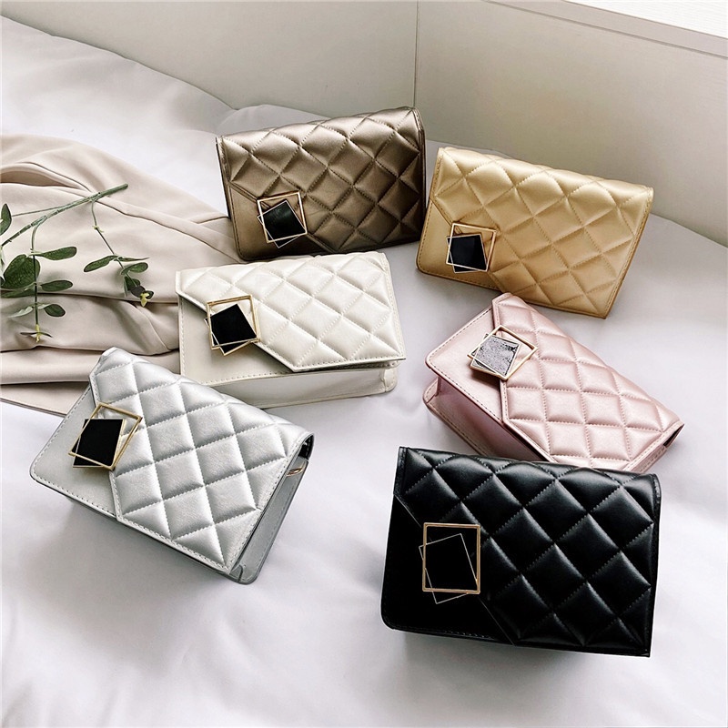 Ielgy Túi Xách Hình Thoi Phong Cách Phương Tây Với Trang Trí Kim Loại Đơn Giản