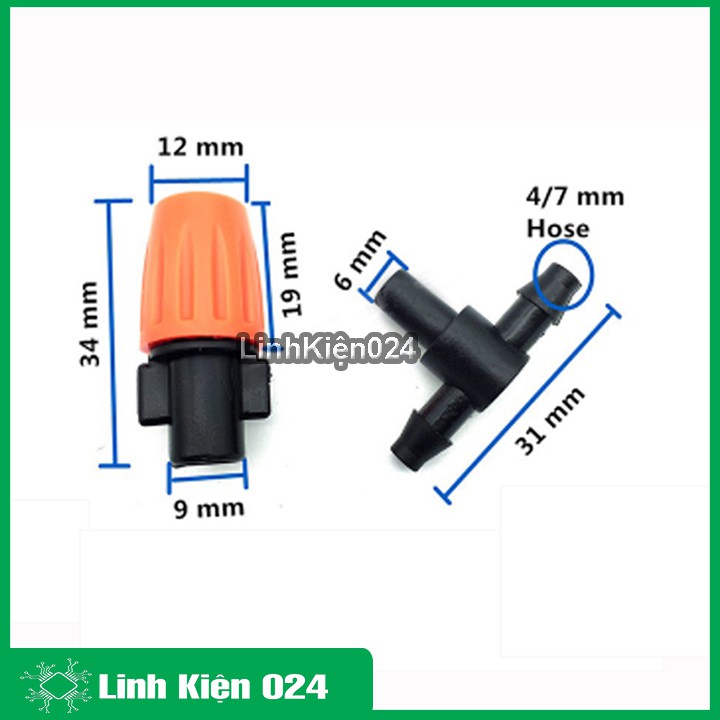 Đầu Béc Phun Sương Tưới Cây Bằng Nhựa 1 Cửa - Chữ T (Phun Ngoài Trời)