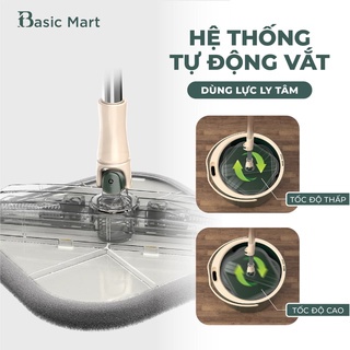 Cây, Chổi lau chùi, vệ sinh nhà cửa tự vắt thông minh xoai 306 độ vắt sạch nước và bị bẩn, tặng kèm 1 miếng lau tiện lợi