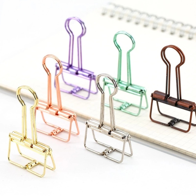 Bìa Kẹp Giấy Ghi Chú Mini Bằng Kim Loại Nhiều Màu Sắc / Kẹp Dài Cố Định Ảnh Dành Cho Học Sinh