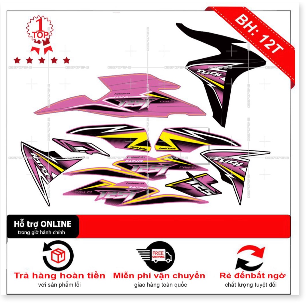 ( Quí khách vui lòng mang ra tiệm cho thợ dán ) Tem Click 125i thái đỏ đen