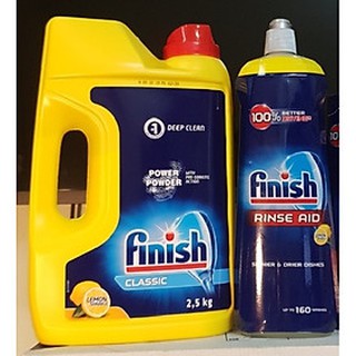 Combo Nước làm bóng finish 750ml+2.5kg Bột rửa bát Finish