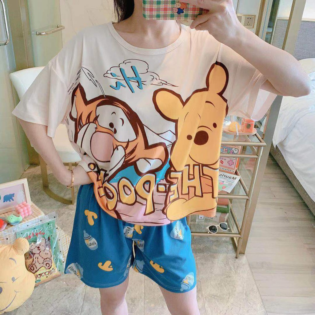 Đồ bộ bigsize nữ cộc tay mặc nhà mùa hè in hình cute dễ thương vải thun cotton TOZZO BC3D01