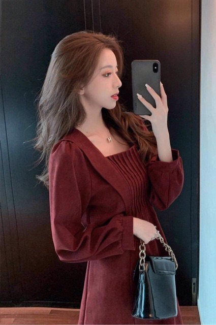 🍀VÁY NHUNG LI NGỰC ĐAI BUỘC 🌿