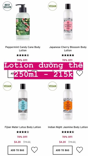 GOM order hãng The Body Shop SALE [VUI LÒNG INBOX trước khi đặt hàng)