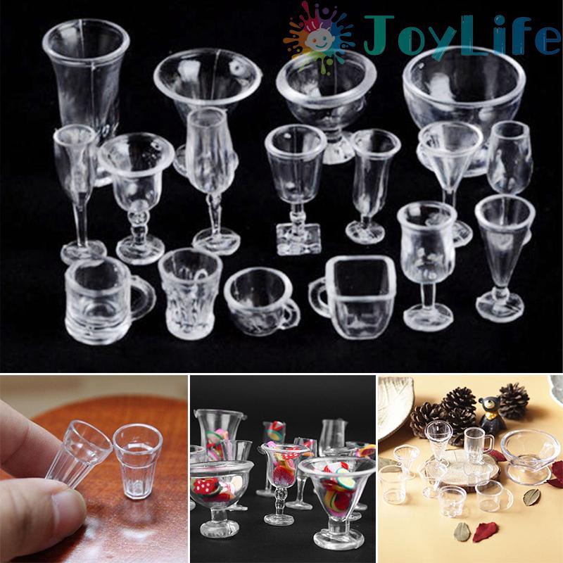 1 Set of 17 Pcs of Doll House Decoration Plastic Simulation Glass Model Cup Set