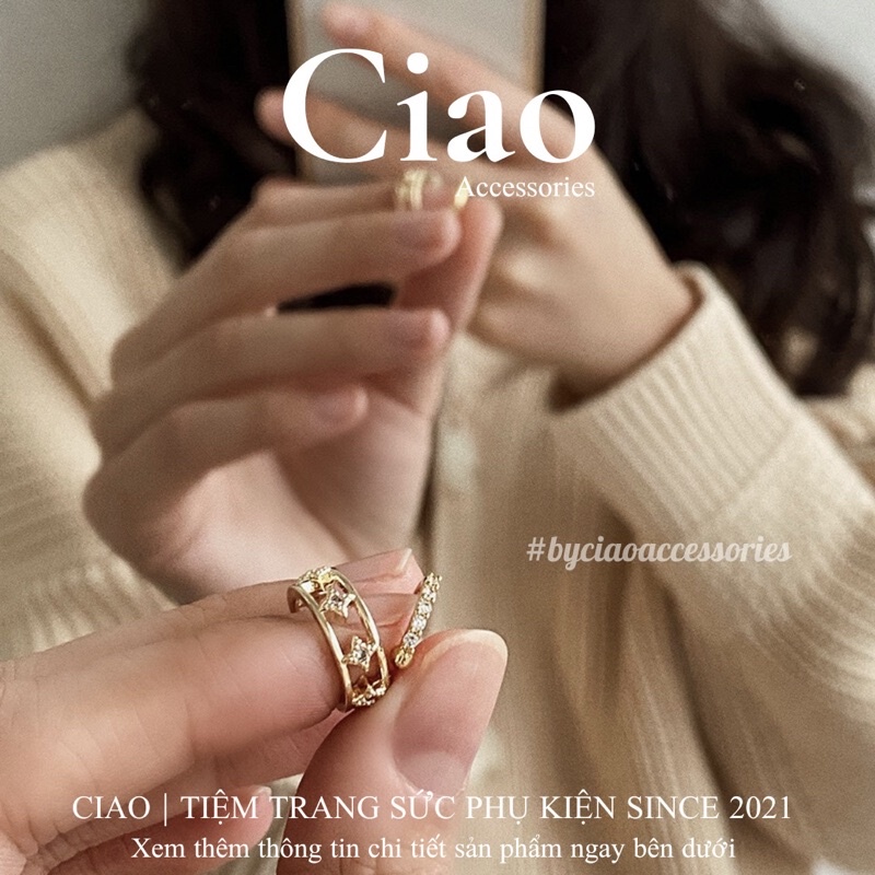 [BEST SELLER] Khuyên vành tai/ Kẹp vành tai mạ bạc thiết kế lấp lánh mới lạ trendy Ciao accessories