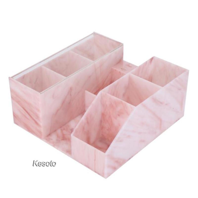 Hộp Đựng Dụng Cụ Trang Điểm  Họa Tiết Cẩm Thạch Hồng
