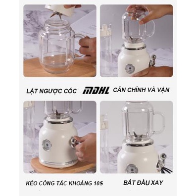 Máy xay sinh tố trái cây dáng cổ điển,tặng kèm bình dung tích 600ml,nhỏ gọn mini,công suất mạnh. Máy xay đa năng
