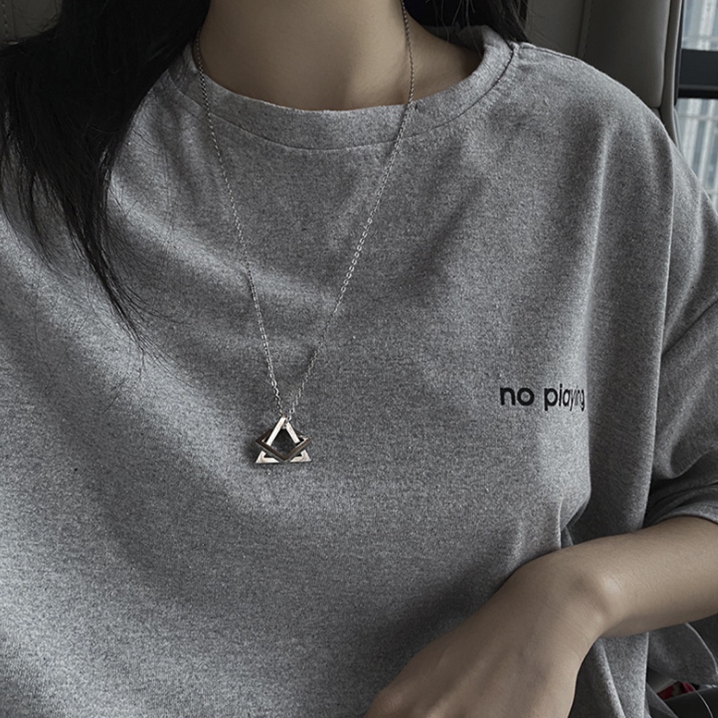 Dây chuyền nam nữ mặt hình tam giác, thép tintan siêu bền không gỉ