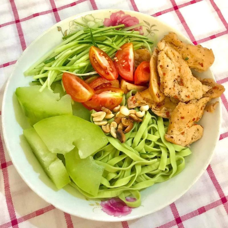 Mì cải bó xôi - mì tươi rau củ organic ,giảm cân,ăn chay,EATCLEAN - túi 300g có 8 vắt.