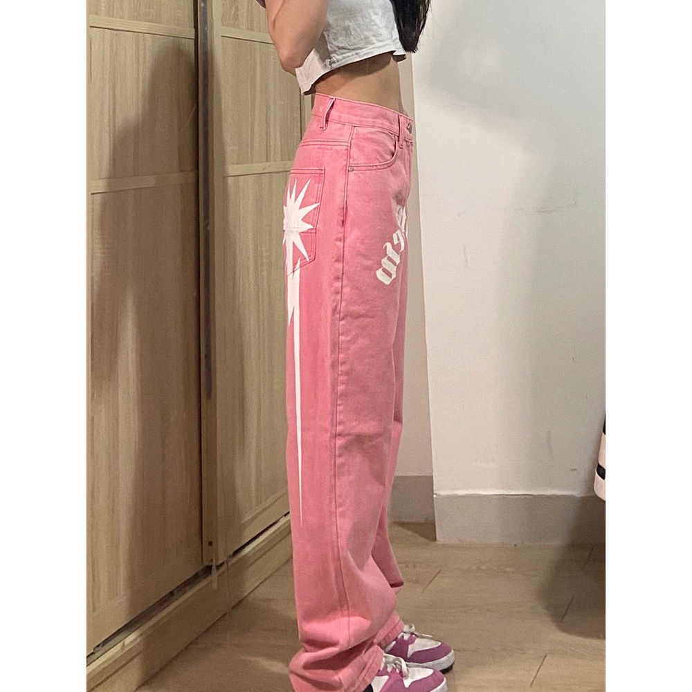 Quần Jean Dài Lưng Cao Ống Suông Thời Trang Xuân Thu Mới Cho Nữ