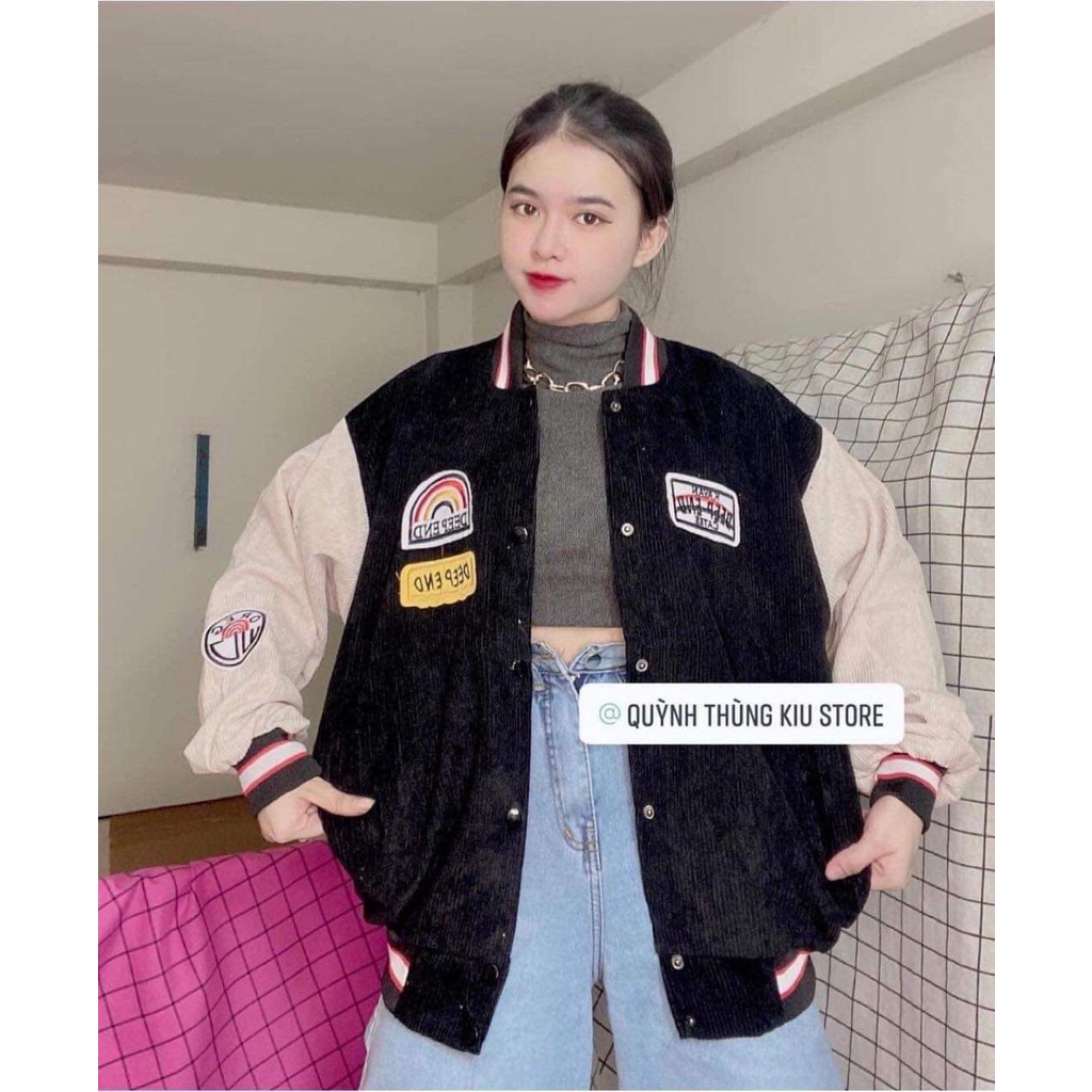 Áo  KHOÁC Bomber nhung TĂM cầu vồng