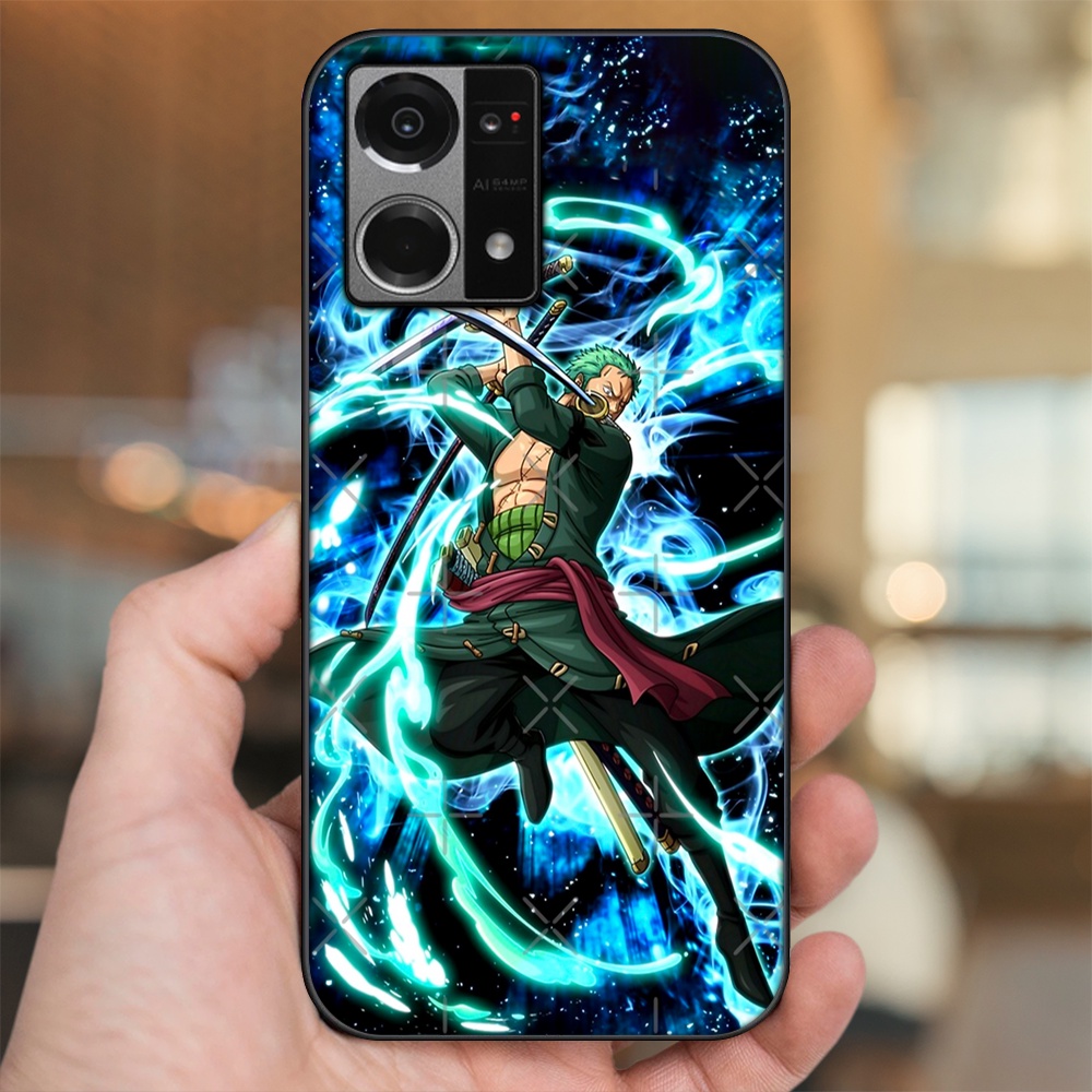 Ốp lưng Oppo Reno 7 4G viền đen in hình Zoro One Piece