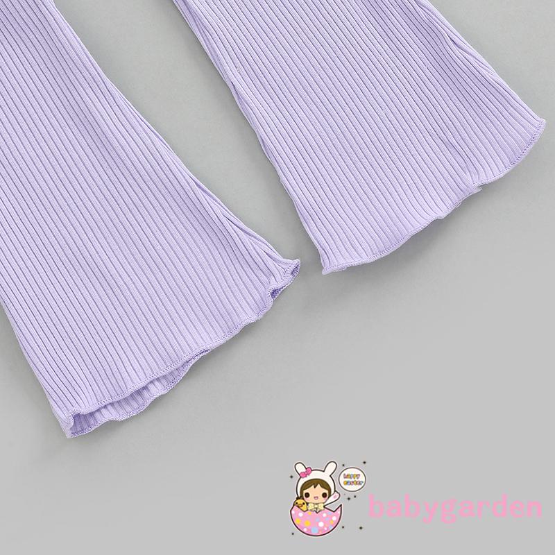 Set Đồ 2 Món Gồm Áo Cổ Thuyền Tay Dài Gân In Chữ + Quần Dài Eo Cao Xếp Ly Cho Bé Gái 2-7 Tuổi