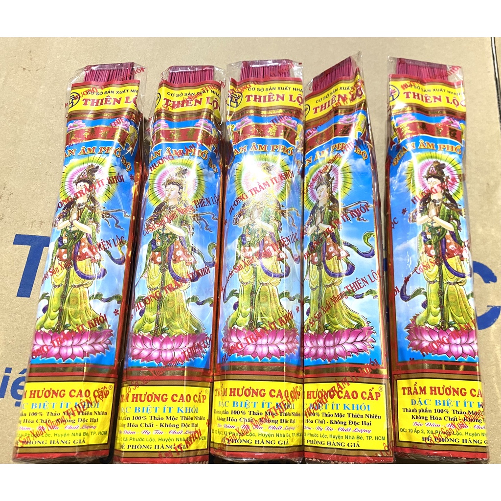 Nhang Mùi Nhẹ Nhàng Ít Khói Quan Âm Phổ Độ Thiên Lộc An Toàn Cho Sức Khỏe - 3 Tấc Nhỏ 250 Nén