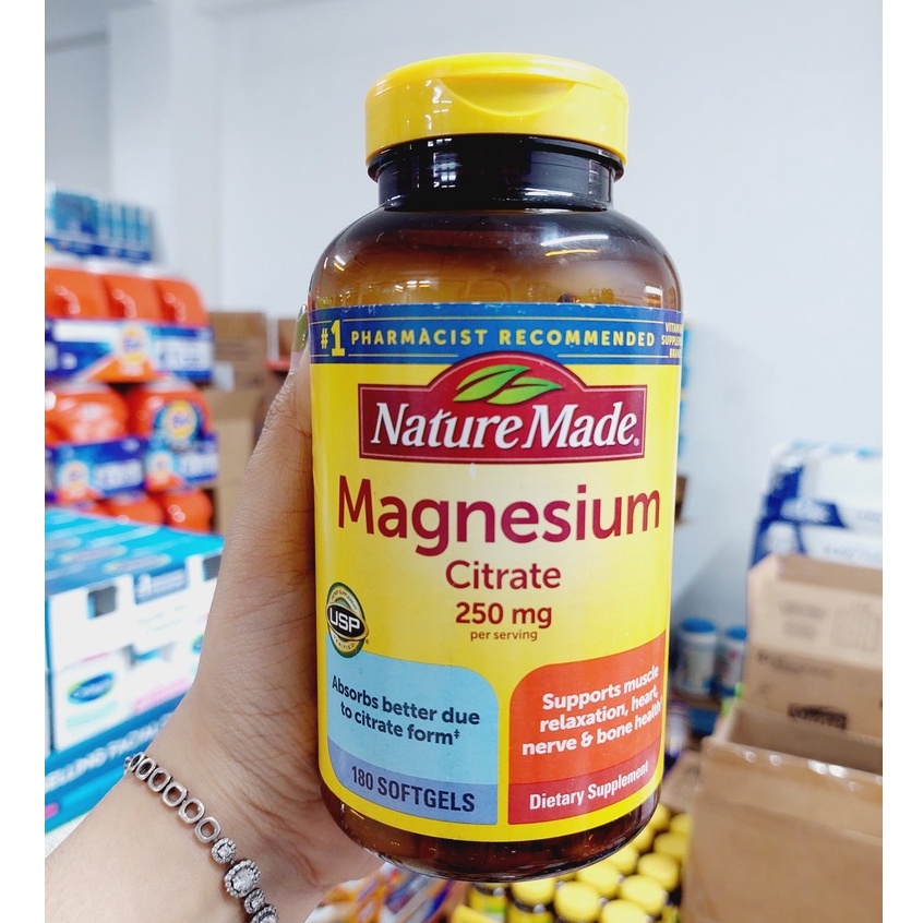 DATE 9.2023 Viên uống bổ sung Magnesium 250mg NATURE MADE 180v