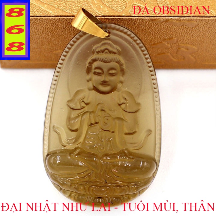 Mặt Dây Chuyền Phật Đại Nhật Như Lai Màu Nâu Khói 5cm - Mặt Size Lớn - Tặng Kèm Móc Inox