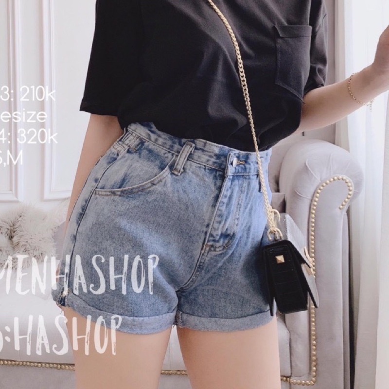 QUẦN SOOC JEAN GẬP GẤU MÀU XANH ĐEN CHO NỮ