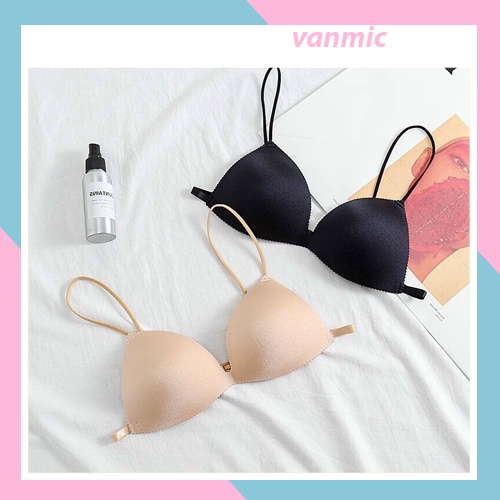 Áo bra đúc su trơn dây mảnh sexy đệm tim cài sau VANMIC-AL030