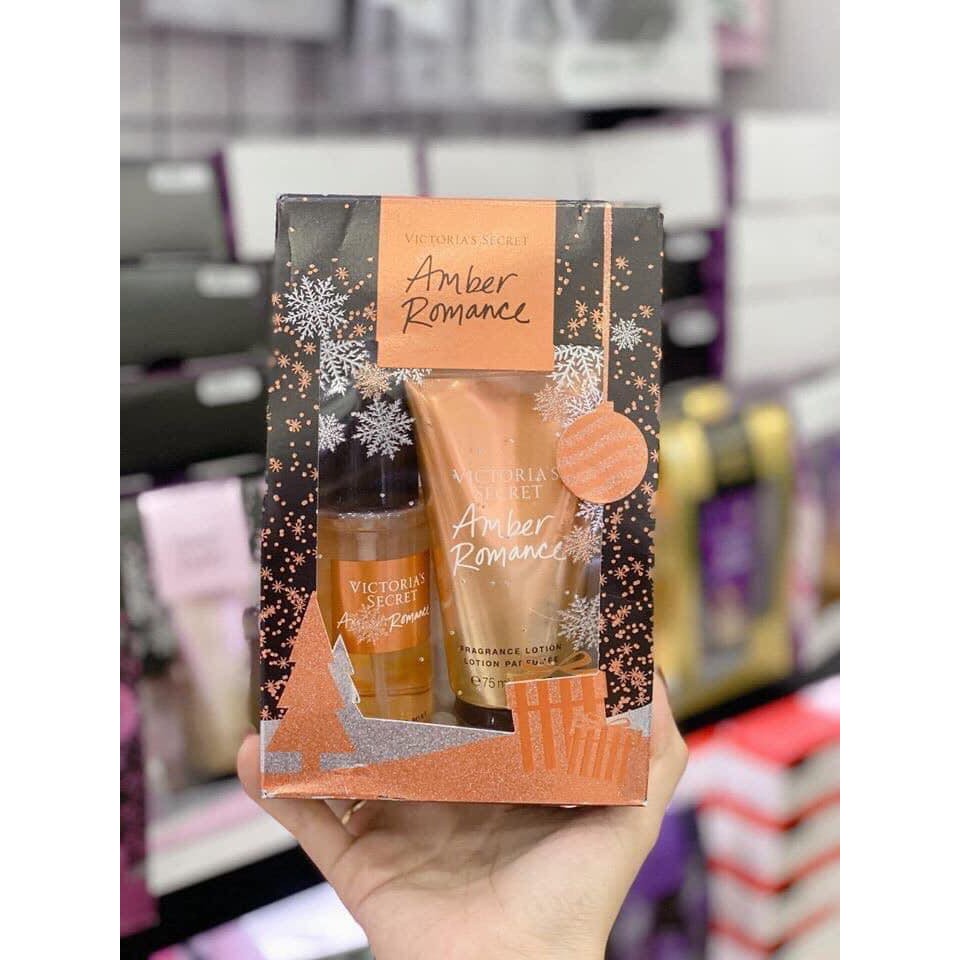 Set Xịt Thơm và Dưỡng Thể VICTORIA'S SECRET AMBER Gift set Mist & Lotion Mini