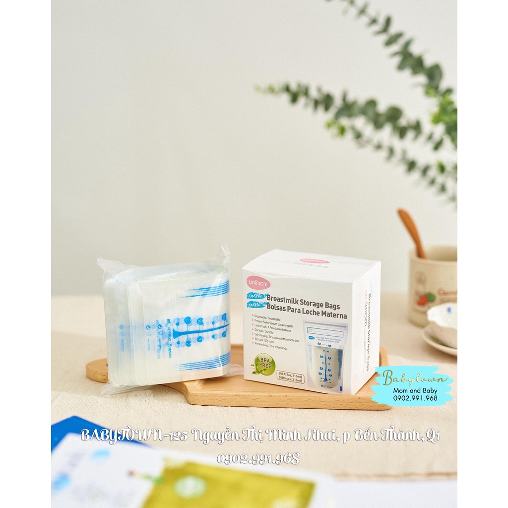 Túi trữ sữa mẹ Unimom Compact không có BPA 210ml