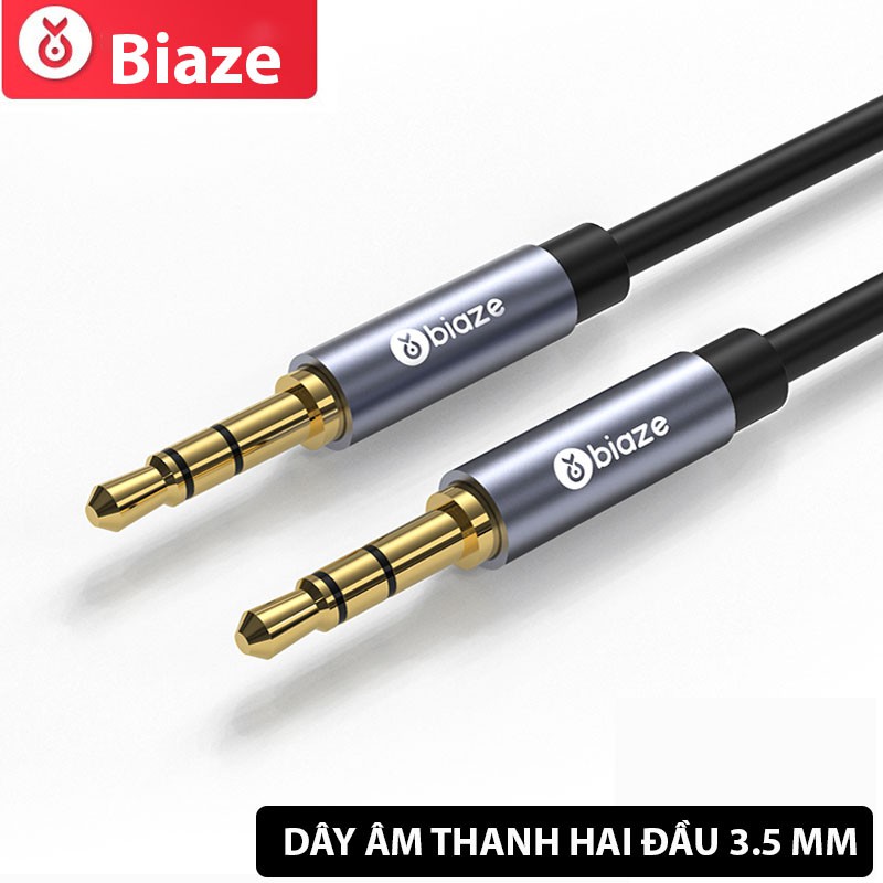 Dây Cáp Âm thanh Aux Biaze 3.5 mm: Hai đầu mạ vàng, Chống nhiễu, Không giảm chất lượng âm thanh.