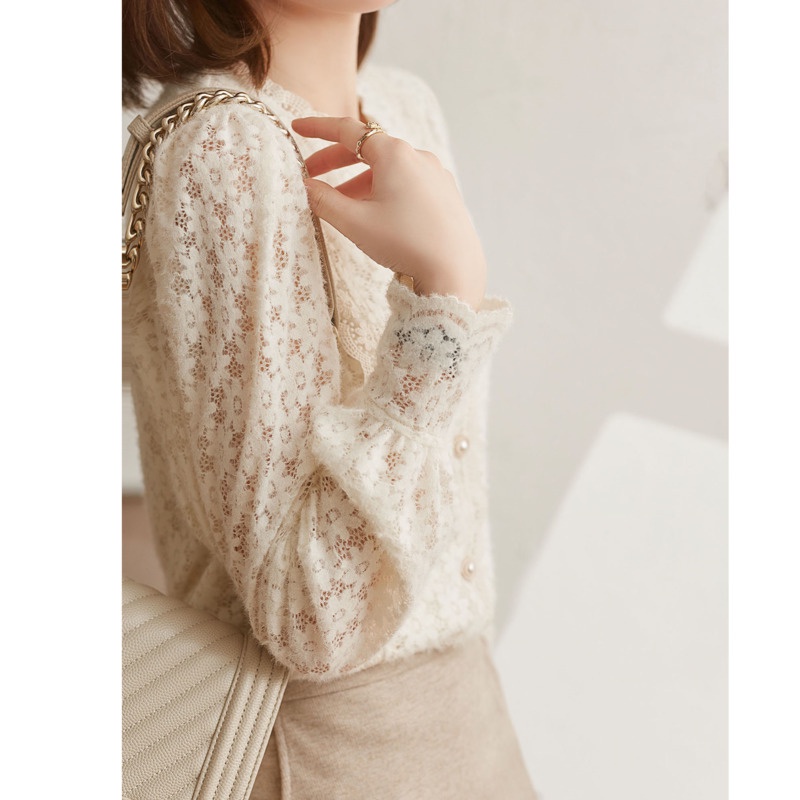 Áo khoác cardigan tay dài phối ren thời trang hàn quốc dành cho nữ